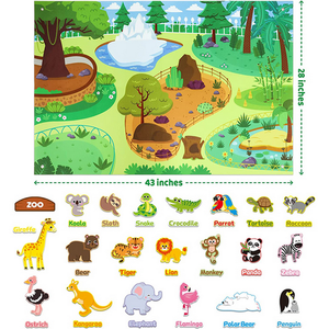 VENTA CALIENTE reutilizable vívido patrón zoológico selva animal franela fieltro story board set con diseño <span class=keywords><strong>de</strong></span> velcro para el desarrollo intelectual - Product Image 3