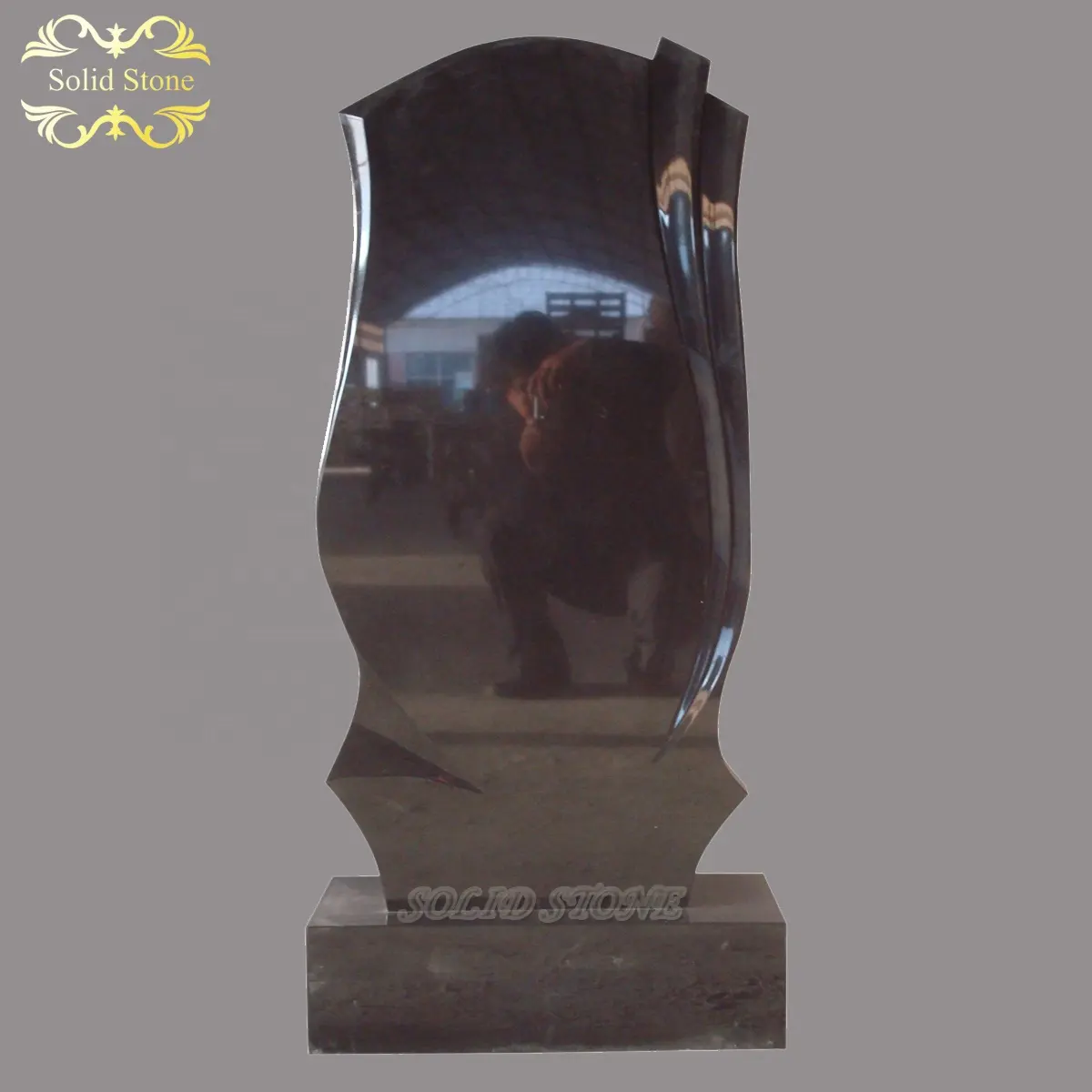 High quality hand carved modern style black granite tombstone monument