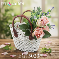 Panier de rangement simple en coton et dentelle EVER GOLDEN EG15020 avec poignées pour cosmétiques et emballages cadeaux, décoration de mariage