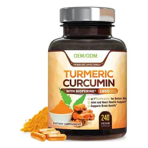 La marque de distributeur d'ODM OEM complète les capsules de curcuma d'extrait de curcuma de matière première pour le supplément de santé