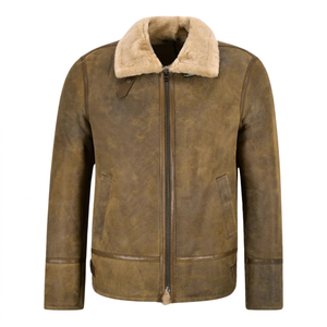 Veste en cuir de mouton pour hommes, nouveau blouson chaud à col en fourrure, aviateur B3, pour la mode hivernale - Product Image 1