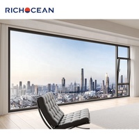 Fenêtres panoramiques fixes en aluminium à cadre fin RICHOCEAN, double vitrage trempé, grande vue panoramique, fenêtre à bascule et à rotation