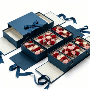 Boîte-cadeau personnalisée de luxe pour la Saint-Valentin avec logo FX, emballage artisanal, boîte-cadeau en forme de fleur personnalisée avec ruban - Product Image 2