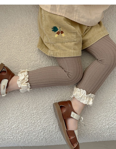 Leggings pour tout-petits de haute qualité avec bordure en dentelle, collants en coton doux et respirants pour enfants, bas d'uniforme scolaire pour l'automne et le printemps - Product Image 5