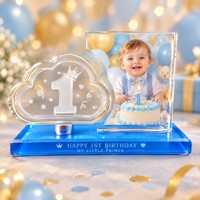 Neelpure 194710 Cadre photo personnalisé en cristal pour bébé, impression couleur, souvenir de naissance, 1er anniversaire, 100 jours, cadeau OEM ODM