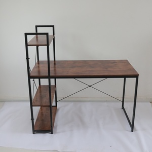 <span class=keywords><strong>Bureau</strong></span> d'ordinateur industriel avec étagères de <span class=keywords><strong>rangement</strong></span>, table d'écriture pour <span class=keywords><strong>bureau</strong></span> à domicile, structure en bois et métal - Product Image 2