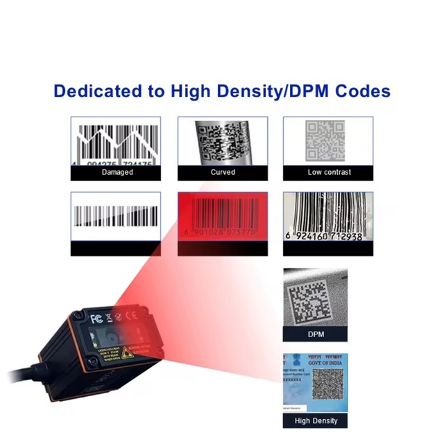 HEINXS HV0030-2BC Fixed 1D/2D Code Reader Narrow Space Applicable Compact 200mm Max Reading Distance DC 5V 3 Modes Single
