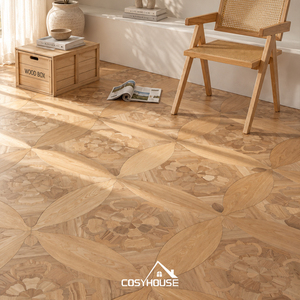 Parquet en bois de chêne naturel à motifs floraux de luxe, <span class=keywords><strong>marqueterie</strong></span>, design personnalisé pour l'intérieur des villas - Product Image 1
