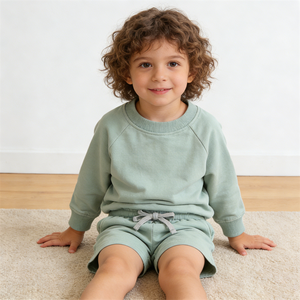 100% オーガニックコットン長袖Tシャツテリーベビー服ベビープルオーバーベビースウェットシャツ - Product Image 1