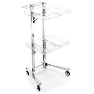 Carrito de Peluquería de Acero Inoxidable Plateado de 2 Niveles, Moderno y Duradero, con Ruedas Universales para Salón de Belleza y Barbería 801A, Gran Venta - Product Image 1