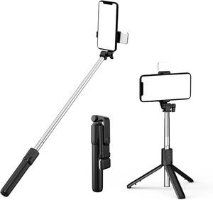 Palo Selfie para Teléfono Móvil con Luz LED de Belleza, Control Remoto BT, Trípode Multifuncional para Escritorio y Transmisiones en Vivo - Product Image 1
