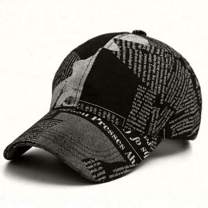 <b>Hats</b> Men and Women Spring Summer Fashion Retro Newspaper Baseball Cap Korean Outdoor Sports Sun Protection Cap - Product Image 4