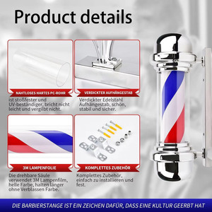 Barber Pole waterproof Hair salon shop wall American <b>star</b> decorative light black and white striped entrance indicator light - Product Image 5