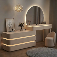 Coiffeuse de luxe moderne avec éclairage intégré et meuble de rangement, pour chambre à coucher, noir et blanc, pour filles, style vintage