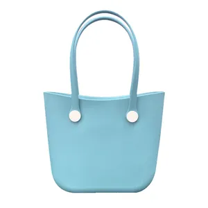 Popular Waterproof Woman EVA Tote Large Shopping Basket Bags Beach Silicone kids Bogg Bag Purse Eco Jelly Candy Lady Handbags