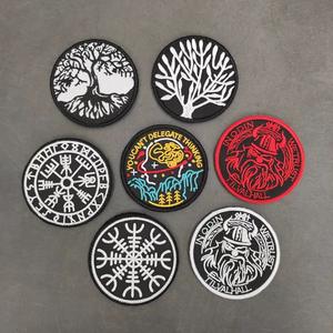 수 놓은 생명의 나무 벨크로 패치, 바이킹 라운드 완장, 나침반 전술 사기 배지 - Product Image 1
