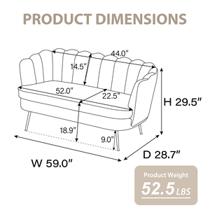 Moderne Dubbele Bank Modieuze Tweezitter Met Houten Frame En Stoffen Bekleding Voor Woonkamer Fauteuils Groothandel - Product Image 4