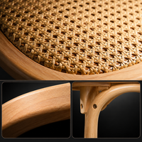 Chaise de salle à manger empilable en bois massif de caoutchouc au design nordique moderne, assise en rotin naturel, pour maison, bureau, appartement, atelier, importée