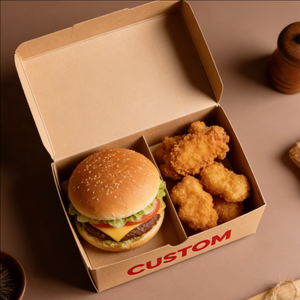 Custom Eco Friendly <b>Biodegradable</b> Food Grade Disposable Kraft Paper Takeaway Container Box Design for Popcorn Fried <b>Packaging</b> - Product Image 5