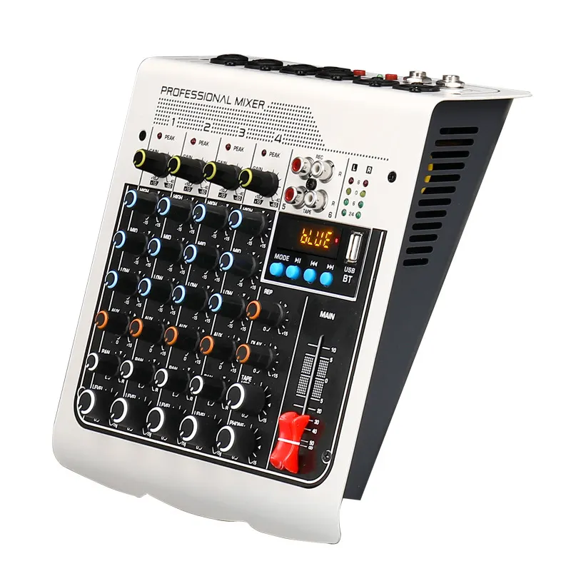 Home KTV Live K-song Stage Performance music console USB BT Multifunctional Small 6-channel audio Mixer with UHF microphone