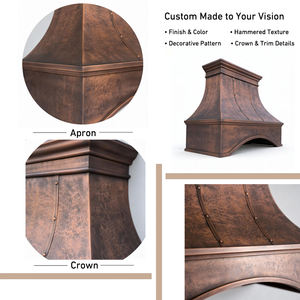 Handcrafted Architectural Copper <strong>Bell</strong> Shape Range Hood with Arched Base Antique Patina French Country European Revival Design - Product Image 6