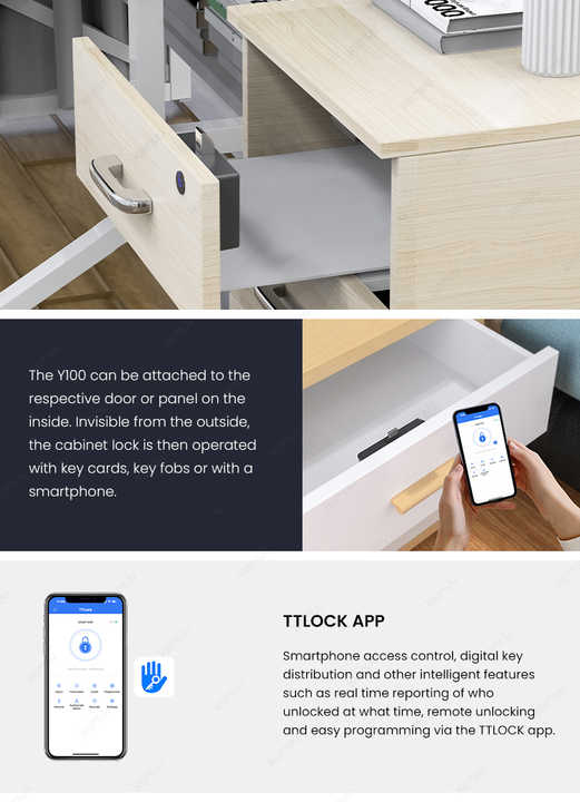 TTLOCK Keyless Smart NFC Rfid Sensor Electronic Secret Drawer Lock