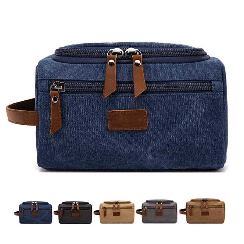 custom portable waterproof canvas mens travel toiletry bag shaving dopp kit toilet bag