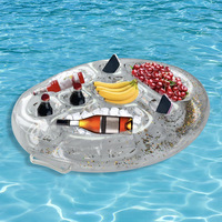 Portavasos Inflable, Posavasos Poroso, para Frutas, Vino, Cerveza, Mesa Móvil, Hielo, Piscina, Bandeja Flotante para Beber