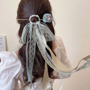 Women Ancient Style Hanfu Hair Ribbons Headwear <b>Flower</b> Tassel <b>Sweet</b> Hair Pins for Women Female Barrette Clip Vintage Hair Sticks - Product Image 3