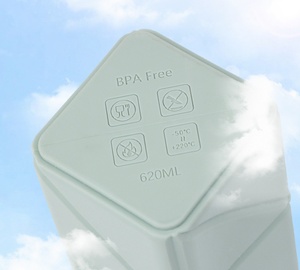 Botella de Agua Deportiva Portátil para Exteriores, Plegable, Cuadrada, de Silicona, con Pajita, de Grado Alimenticio, para Almacenamiento de Agua y Alimentos - Product Image 6