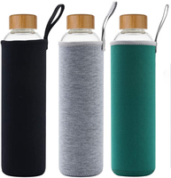 2023 nouveau Style Offre Spéciale haute Borosilicate extérieur bref grande bouteille d'eau en verre Portable couvercle en bambou pour thé au citron