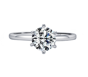 Classic Round Brilliant Cut 1CT Moissanite Engagement <b>Ring</b> 925 Sterling Silver Prong Setting Women's Jewelry - Product Image 1