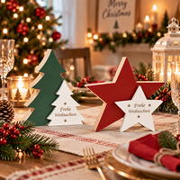 Décoration de Noël Pafu pour cheminée et table, 2 styles, motif étoile, Joyeux Noël, en bois rustique