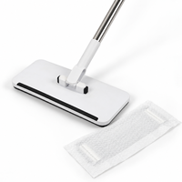 Serpillère à clipser en tissu, tête rectangulaire, légère, grande taille, manche télescopique en acier inoxydable, usage domestique, serrage automatique jetable