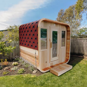 Cabina de Sauna Cúbica de Cedro Rojo para 2-3 Personas, Moderna Sala de Spa de Madera Sólida para Exteriores, para Bienestar <span class=keywords><strong>en</strong></span> el Patio Trasero, con Certificación CE - Product Image 3