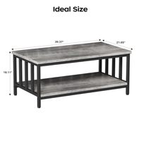 Table basse pliable SENYU Nu-Deco Grey Wash, style farmhouse moderne, pour salon, avec cadre à lattes et étagère de rangement à 2 niveaux