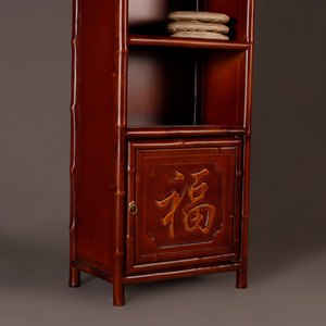 Meuble de rangement à thé en bambou fait main, étagère multi-niveaux sur pied avec armoire pour salon, mobilier classique - Product Image 3