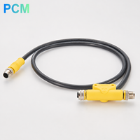 Kabel Koneksi T-Splitter M12 M-Code 6 Pin 2 Male 1 Female untuk Motor 3-Fasa, Otomasi Industri, Jaringan Distribusi Daya