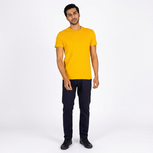 T-shirt décontracté pour homme en polyester/coton de haute qualité, col rond, manches courtes, uni, non tissé, anti-plis, respirant, vente en gros - Product Image 1