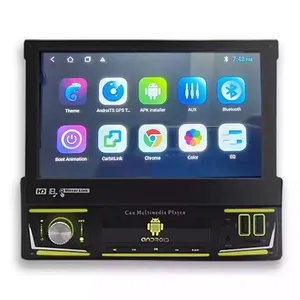 Geri çekilebilir 7 ''dokunmatik ekran 1 Din Android tek Din araba android müzik seti sesli Gps AM FM araba ses