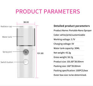 Pulvérisateur facial personnel sans fil nano <span class=keywords><strong>rechargeable</strong></span> portable de 30 ml, <span class=keywords><strong>brumisateur</strong></span> à brume fraîche, humidificateur - Product Image 4