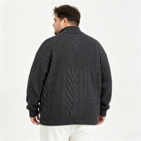 Pull-over col montant gris en maille torsadée pour homme, manches longues, hiver, 100 % acrylique, anti-boulochage, broderie chenille lettres, OEM