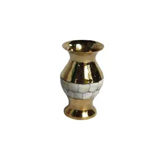 マザーオブパールモザイク真鍮花瓶他の形で利用可能マザーオブパールインレイ花瓶