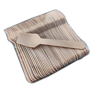 사용자 정의 로고 천연 자작 나무 나무 스페이드 친환경 나무 칼 스푼 나무 식기 세트 아이스크림 스푼 - Product Image 3