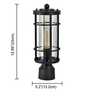 Beier EX-005 — lanterne d'extérieur de jardin en fer, E26/E27, avec finition noire et cylindres de graines, ombrage en verre, IP44, nouvelle collection - Product Image 4