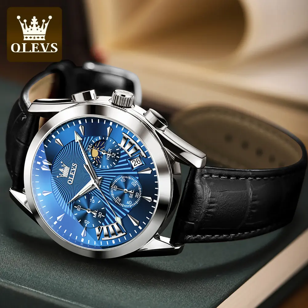 นาฬิกาข้อมือควอตซ์สำหรับผู้ชาย2876 OLEVS ใหม่โรงงานสั่งทำฉลากส่วนตัวหรูหรานาฬิกาข้อมือควอตซ์ผู้ชาย