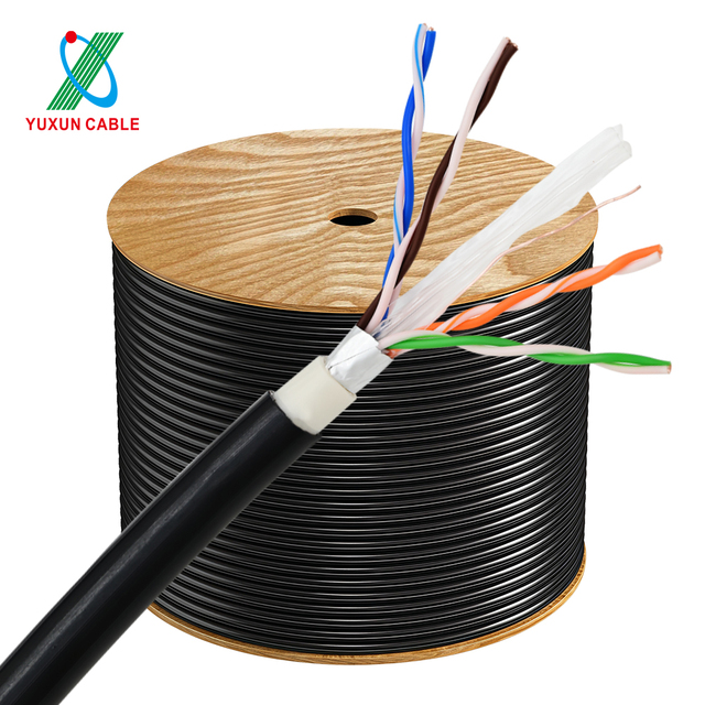 Shielded CAT 6 Network Cable Black Waterproof Outdoor Ethernet Lan Cable CAT6A STP FTP