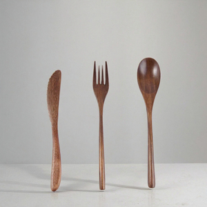 Modern Minimalist Eco-Friendly Wooden Dinner Utensil and Flatware Set with Mirror Polish <b>for</b> <b>Cooking</b> Camping <b>Presents</b> - Product Image 3