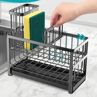 Porte-éponge à vaisselle à 2 niveaux, organisateur de l'évier de cuisine avec plateau d'égouttage