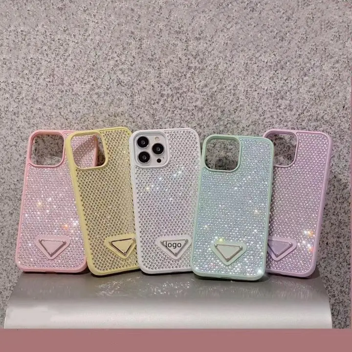Luxury Bling Diamond Fashion Paris Brand Pradaa Phone case For iPhone 14plus 13Pro 12promax Anti Shock Glitter Phone Case